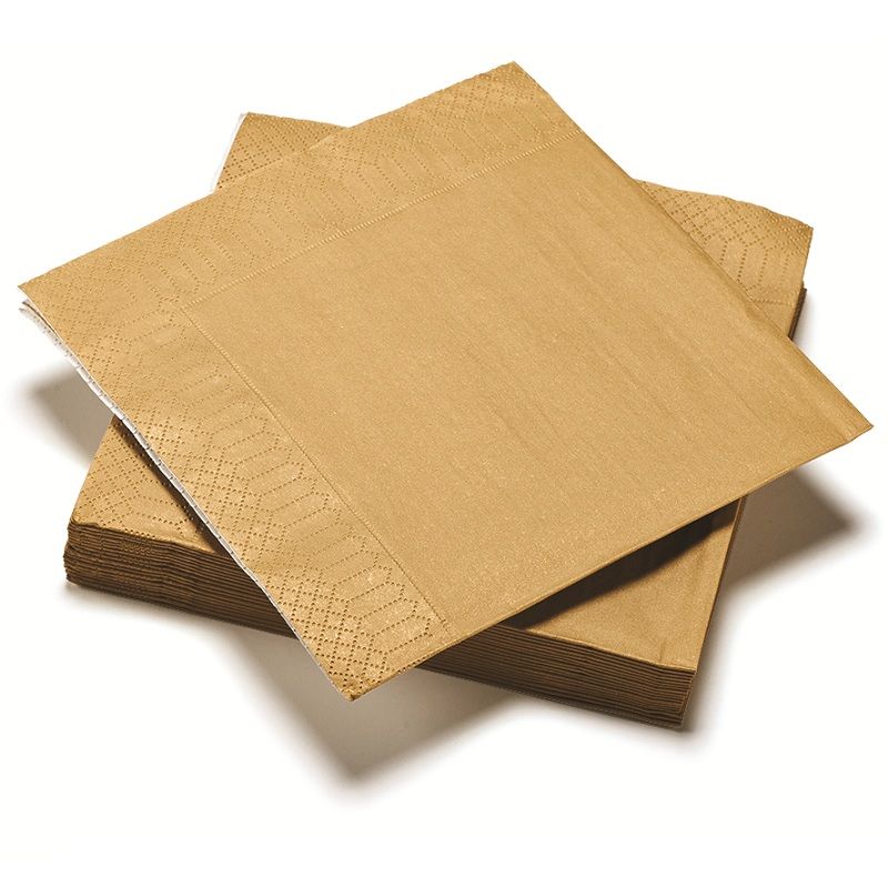 Paquet de 20 serviettes en papier beiges 17 x 17 cm BONHEUR