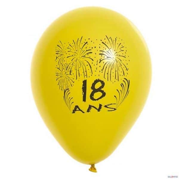 Lot de 10 Ballons de baudruche Anniversaire 18 ans, Diam. 28 cm, Coloris  métalliques aléatoires - Ballon baudruche - Creavea