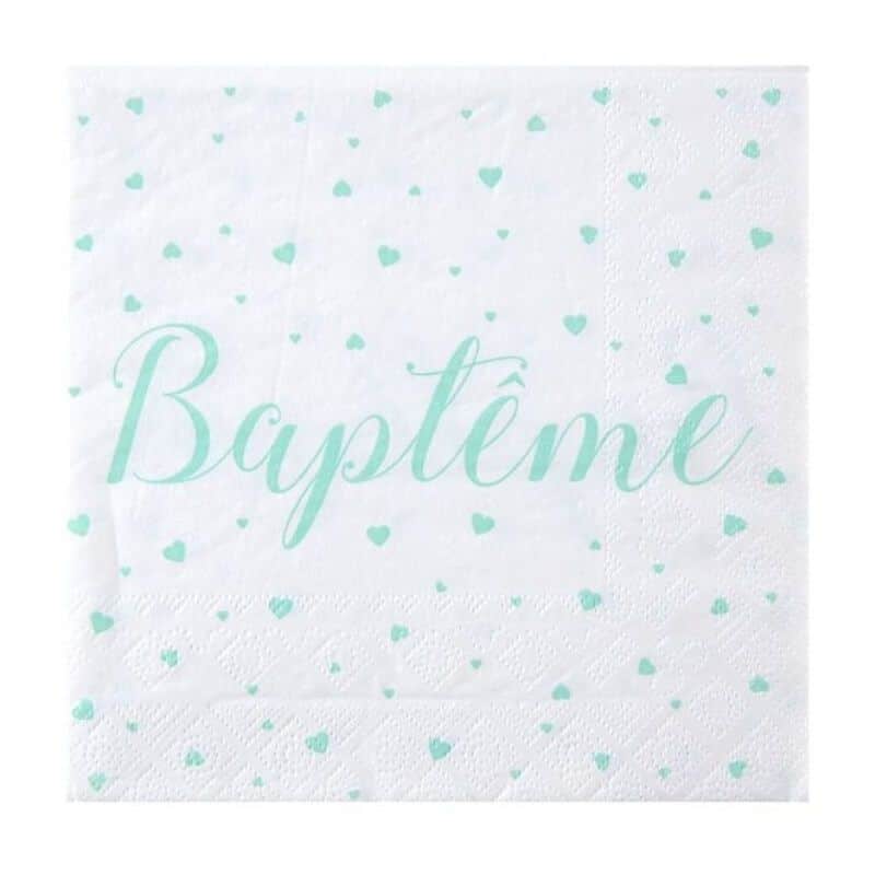 20 serviettes jetables baptême blanc et or papier