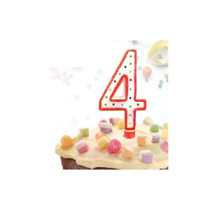 Bougie anniversaire chiffre 4 pour gâteau