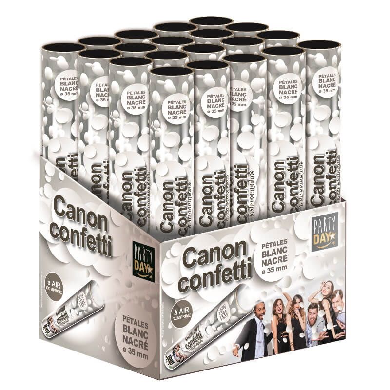 Canon à Confettis - 30 cm - Au Choix : Blanc, Or ou Argent - Jour de Fête -  Nouvel an - Événements