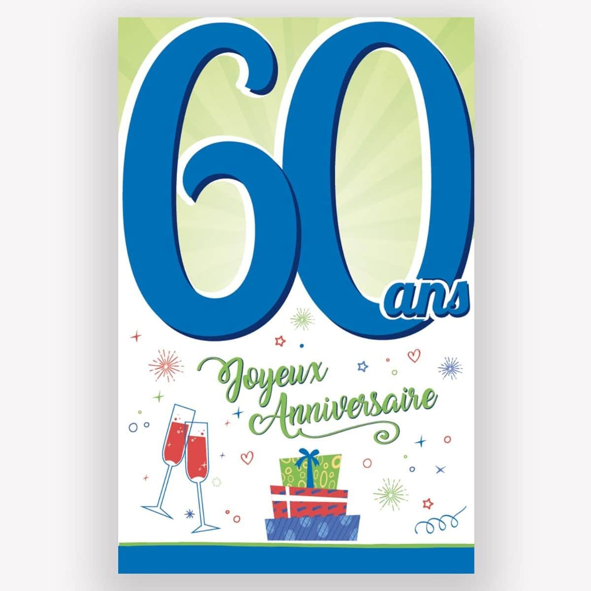 Carte d'Anniversaire Maxi Format avec Enveloppe - 60 ans - Jour de