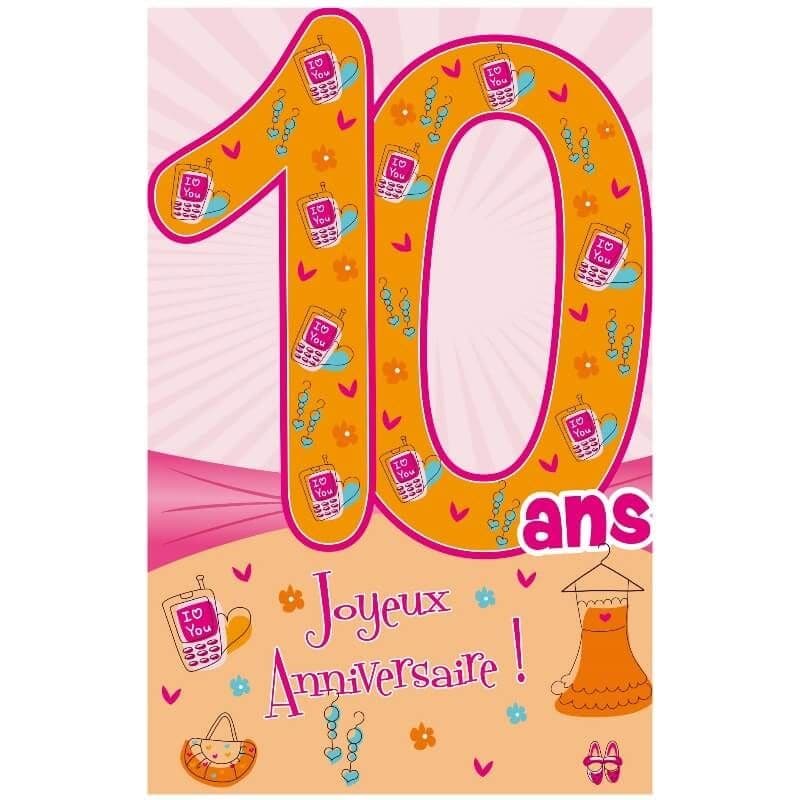 Carte d'Anniversaire Découp'âge avec enveloppe Fille - 10 ans - Jour de  Fête - Boutique Jour de fête