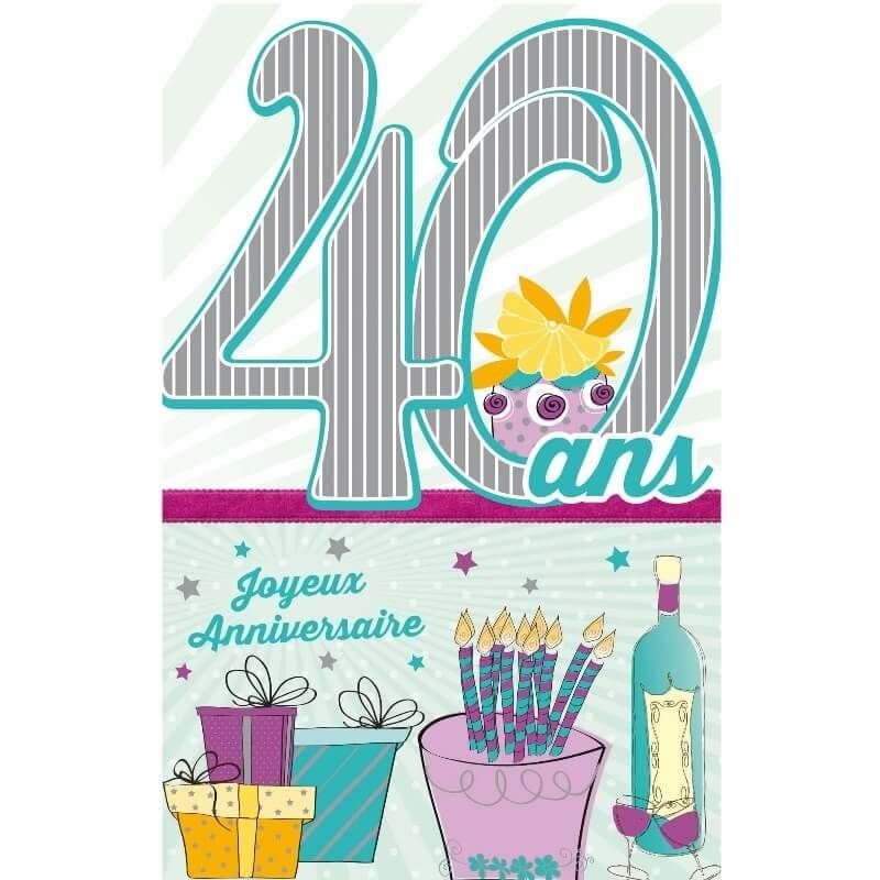 Carte d'Anniversaire Découp'âge Femme avec enveloppe - 40 ans - Jour de  Fête - Boutique Jour de fête