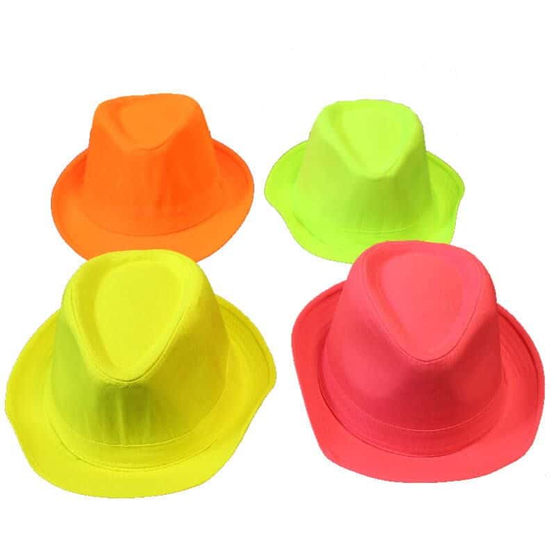 Mini Chapeaux Fluo, Cotillons Fluorescents - Couleur de Nuit