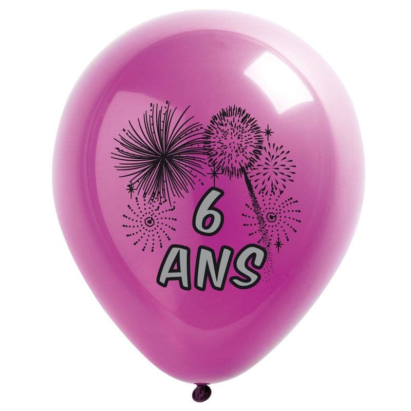 Ballons de Baudruche Happy 2024, Noir, 6 ballons - Déguiz-fêtes