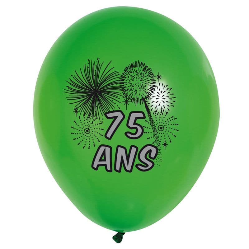 10 Ballons de Baudruche multicolore 75 ans - Jour de Fête - Boutique Jour  de fête
