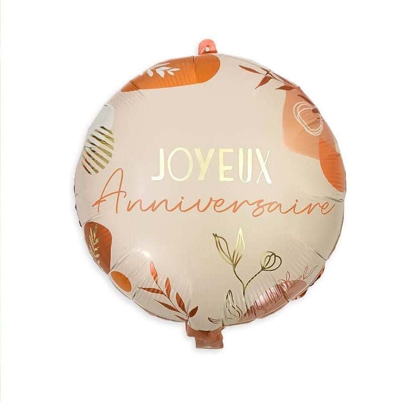 Sachet de 6 ballons terracotta or confettis joyeux anniversaire