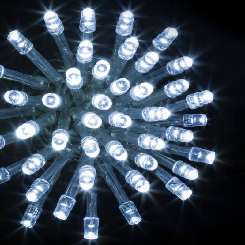 Guirlande Electrique Lumineuse - Intérieur / Extérieur - Blanc Froid - 100  LED - Jour de Fête - Guirlandes lumineuses - Décoration Extérieure