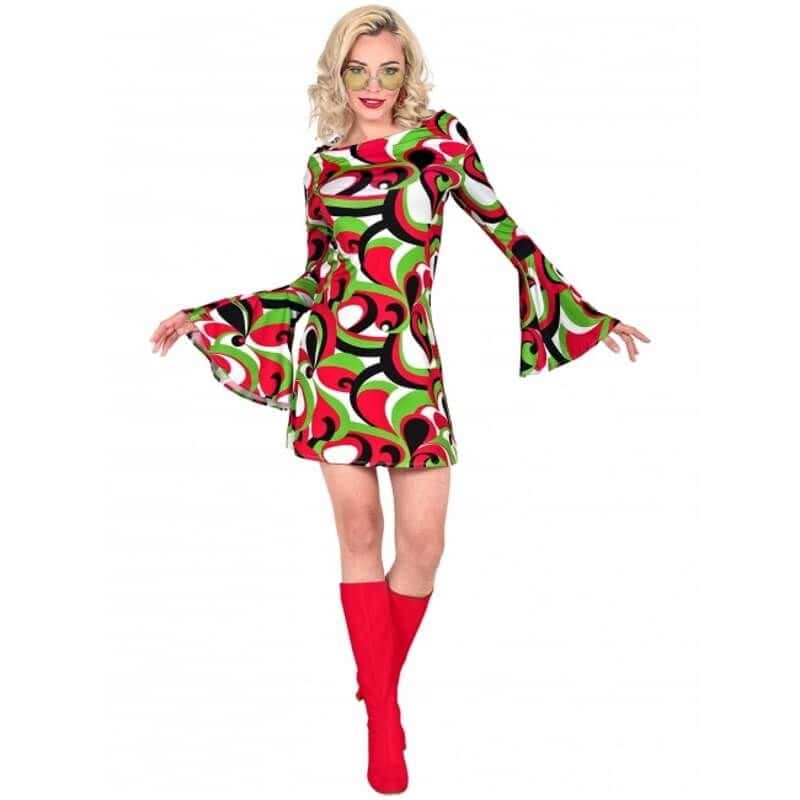 Robe Femme des Années 70 - Style Groovy - Taille au choix - Jour de Fête -  Femme - Déguisement