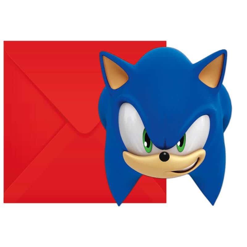 6 cartes d'invitation en carton avec enveloppes FSC® - 15 x 12 cm - Sonic  the Hedgehog™ - Jour de Fête - Sonic - Top Licences