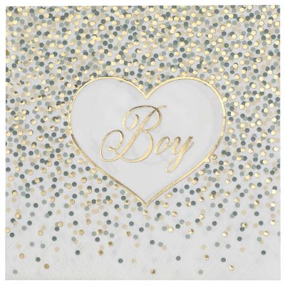 De splendides serviettes vertes avec écrit "Boy" pour un baptême, une baby shower ou Gender Reveal | jourdefete.com