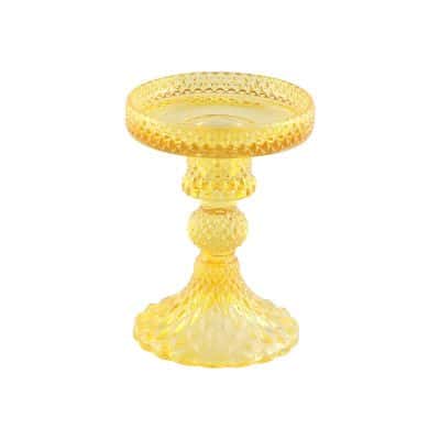 Un joli porte-bougeoir en verre jaune pour votre événement | jourdefete.com