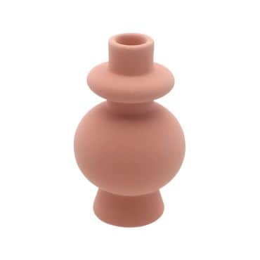 bougeoir pour bougie flambeau en céramique de couleur terracotta 8.5 x 15.7 cm