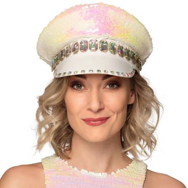 Une jolie casquette à sequins blancs pour votre fête | jourdefete.com