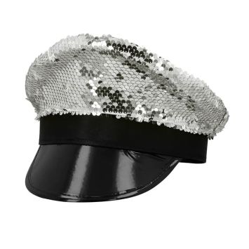 Casquette à sequins argentés