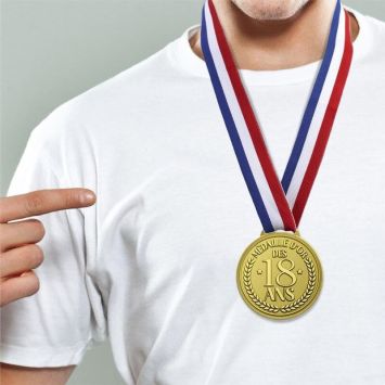 Médaille d'or tricolore pour anniversaire - Âge au choix