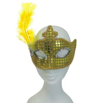 Masque de Carnaval à Plume Jaune